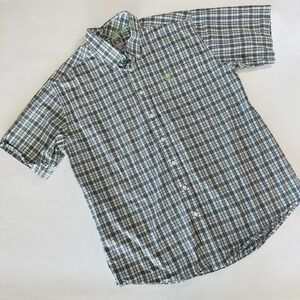 Cinch Men's Plaid Short Sleeve Button Down SZ L Western Rodeo Style Green Black